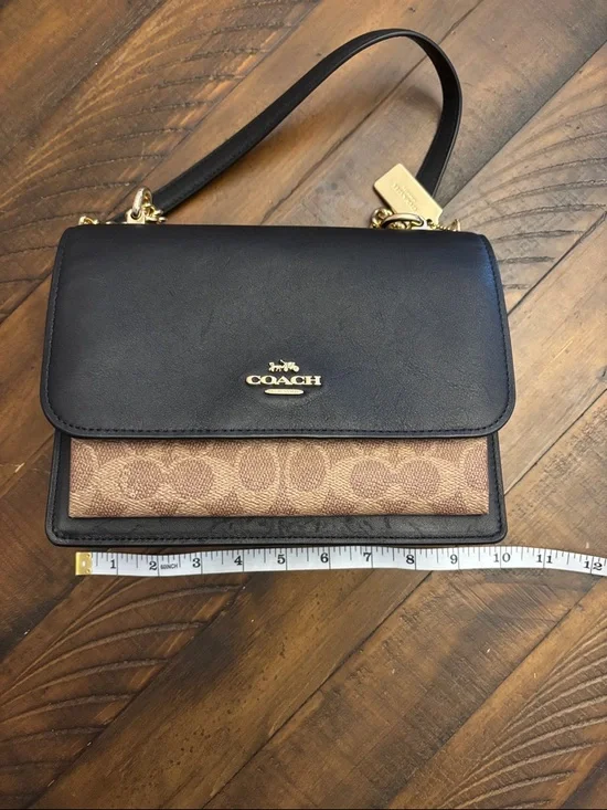 Coach SET Black Leather & Brown Signature Canvas Crossbody with Matching Wallet - Picture 14 of 16